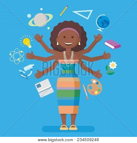 School Teacher. Education And Science Concept Illustrations. Vector Art Illustration.