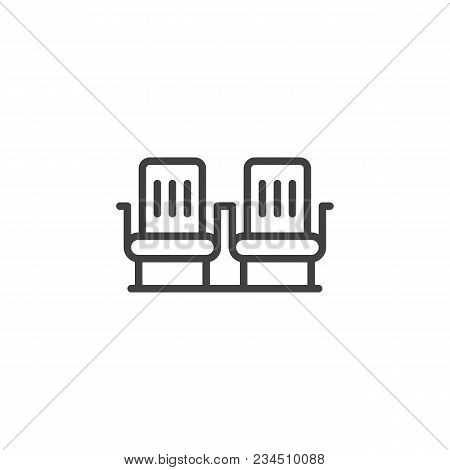 Airplane Seats Outline Icon. Linear Style Sign For Mobile Concept And Web Design. Two Rows Seats Sim