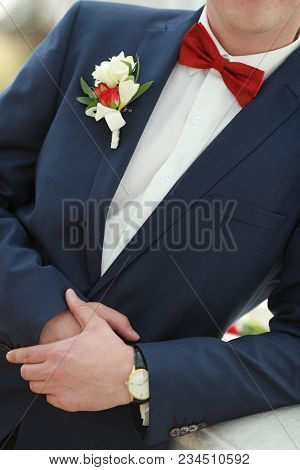 Posed Groom With Button Hole.wedding Details, Beautiful Boutonniere