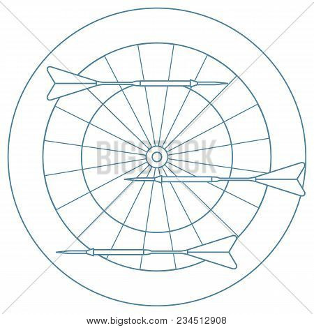 Cute Vector Illustration Of Target And Arrows For The Darts. Sports Theme. Design For Banner, Poster