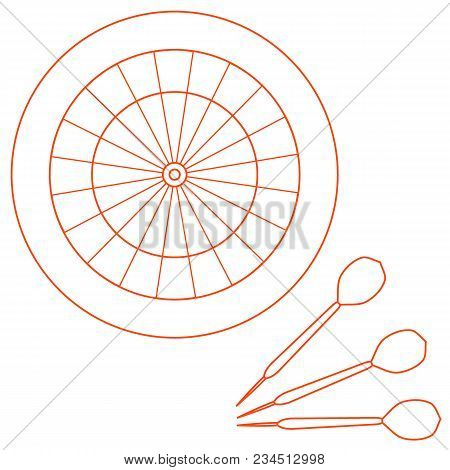 Cute Vector Illustration Of Target And Arrows For The Darts. Sports Theme. Design For Banner, Poster