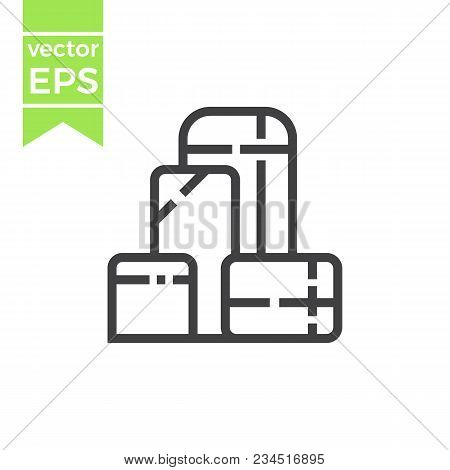Big Pile Of Christmas Gifts Isolated On White Background.outline Style.vector Illustration