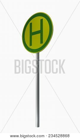 German Road Sign: Bus Stop Isolated On White. 3d Rendering