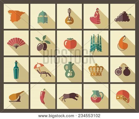 Traditional Symbols Of Culture And Sights Of Spain