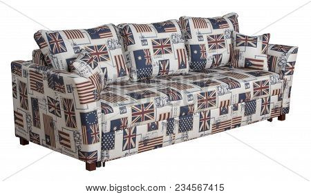 Sofa With The American Flag On A White Background