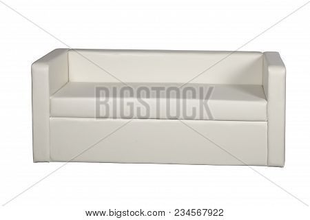 White Leather Sofa On A White Background