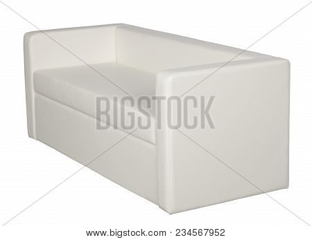 White Leather Sofa On A White Background