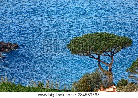 Panorama View - Beautiful Blue Sea In Vico Equense (napoli), Sorrento Coast, Italy, Europe