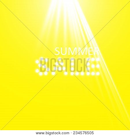 Super Summer Sale Banner With Scene And Projector On The Orange Background, . Business Seasonal Shop