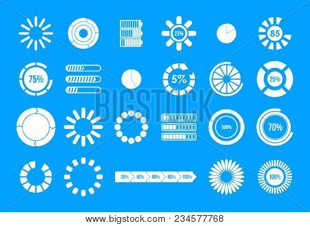 Loading Icon Set. Simple Set Of Loading Vector Icons For Web Design Isolated On Blue Background