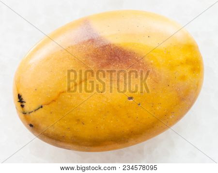 Macro Shooting Of Natural Mineral Rock Specimen - Bead From Yellow Mookaite (mookaite Jasper) Gemsto