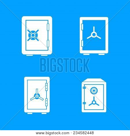 Safe Icon Set. Simple Set Of Safe Vector Icons For Web Design Isolated On Blue Background