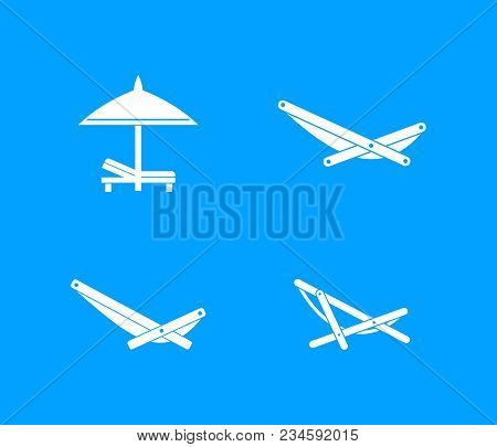 Deckchair Icon Set. Simple Set Of Deckchair Vector Icons For Web Design Isolated On Blue Background