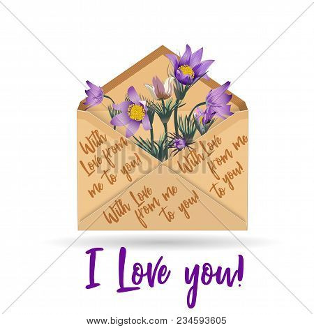 Kraft Paper Envelope An Anemone Patens-- Postcard Poster Or Banner