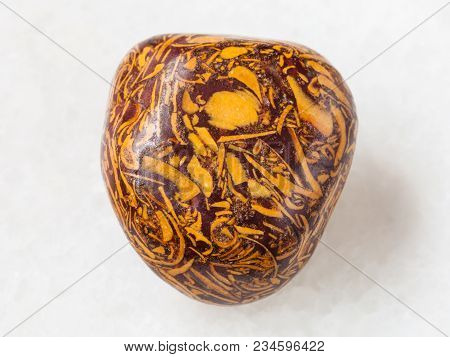 Macro Shooting Of Natural Mineral Rock Specimen - Tumbled Script Stone (mariam Jasper, Mariyam Jaspe
