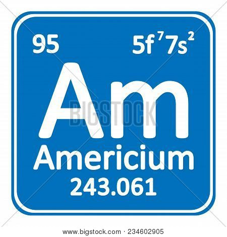 Periodic Table Element Americium Icon On White Background. Vector Illustration.