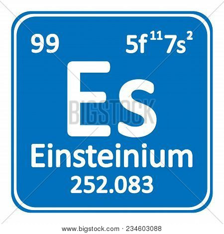 Periodic Table Element Einsteinium Icon On White Background. Vector Illustration.