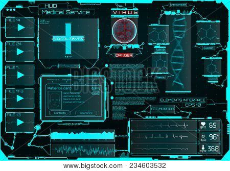 Hud For The Medical Application, A Futuristic Medical Interface Hud, A Virtual Graphic Touch Interfa