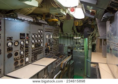 New York, Nyc, Usa- August 30, 2017: Interiors Of The Uss Growler Ssg-57. Exhibit Intrepid Sea, Air 