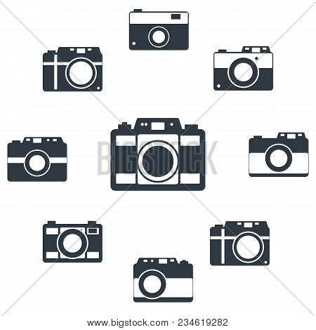 Photo Camera Icon Set For Web Sites And User Interface. Stock Flat Vector Illustration.