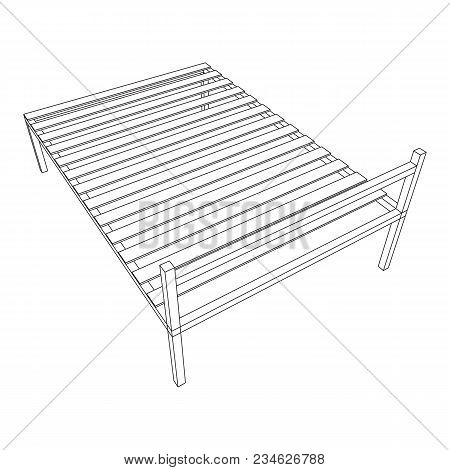 Base Orthopedic Bed Wireframe Low Poly Mesh Vector Illustration.