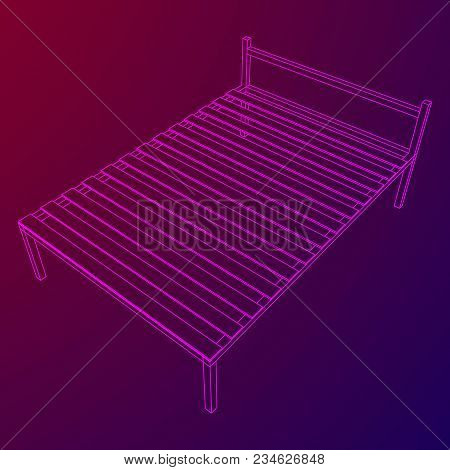 Base Orthopedic Bed Wireframe Low Poly Mesh Vector Illustration.