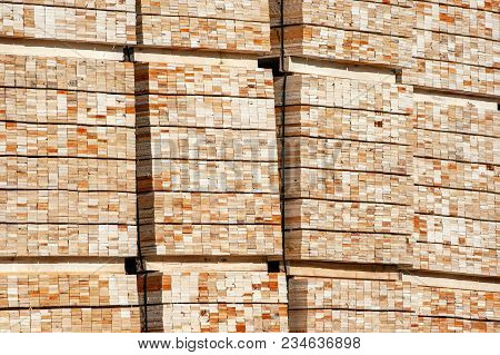 Timber Softwood Laths Staced At A Timberyard
