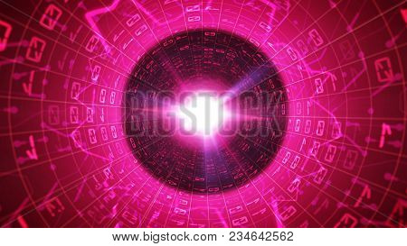 A Hypnotic 3d Rendering Of A Purple And Rosy Tube Covered Rectangular Mail Signs With Curvy And Zigz