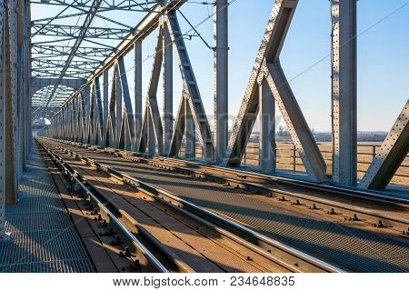 Railway Metal Bridge In Tczew. Poland