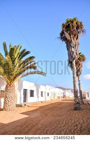 Spanish View Landscape In La Graciosa Lanzarote Tropical Volcanic Canary Islands Spain