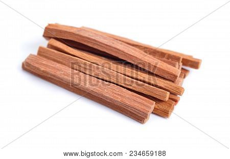Chandan Or Sandalwood Sticks Isolated On White Background.