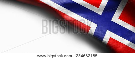 Waving Flag Of Norway, Europe With White Background