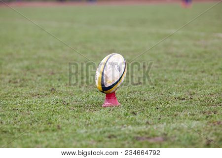 CLUJ-NAPOCA, ROMANIA - 31 March 2018: Rugby cup final between CSM Stiinta Baia Mare vs CSM Bucuresti on 31.03.2018 in Cluj-Napoca, Romania