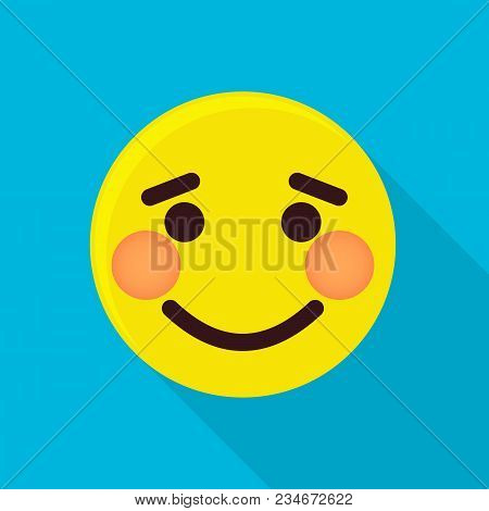 Shy Emoticon Icon. Flat Illustration Of Shy Emoticon Vector Icon For Web