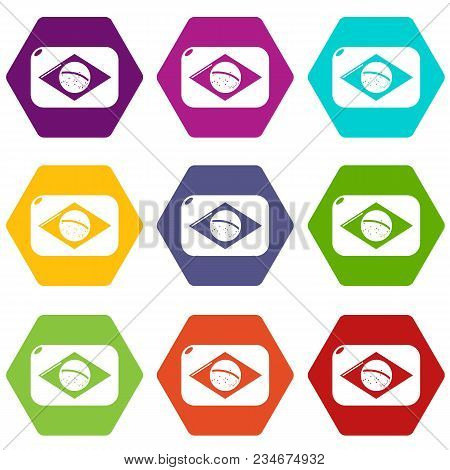 Brazilian Flag Icons 9 Set Coloful Isolated On White For Web