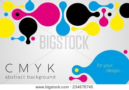 Abstract Metaball Background From Cmyk Colors On Gray Background With Place For Text - Print Concept