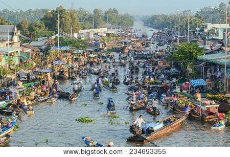 Floating Market In Southern Vietnam
