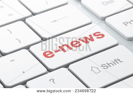 News Concept: Computer Keyboard With Word E-news, Selected Focus On Enter Button Background, 3d Rend