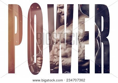 Brutal Strong Athletic Men Pumping Up Muscles Workout Bodybuilding Concept Background - Muscular Bod