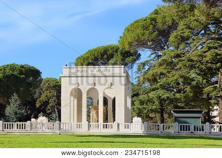 Rome, Italy - January 24: Roma O Morte - Monument Honoring Italian Patriots Of The Independence Wars