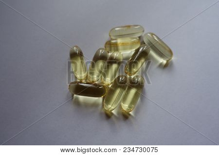 A Few Of Big Softgel Capsules Of Fish Oil