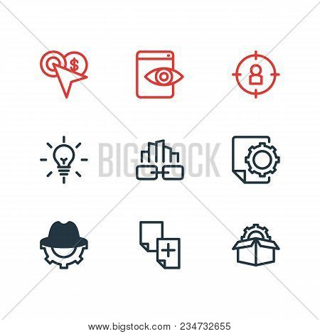 Illustration Of 9 Marketing Icons Line Style. Editable Set Of Link Building, Seo Blackhat, Fresh Ide