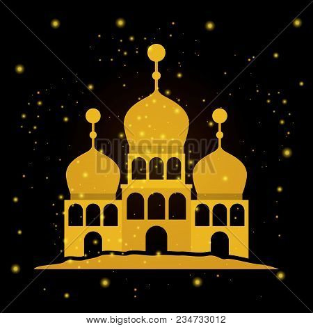 Eid Mubarak Temple Facade Vector Illustration Design