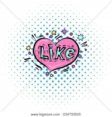 Get More Likes Vintage Speech Bubble On Retro Bluebackground
