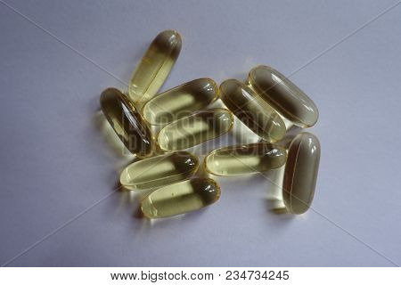 Various Yellow Softgel Capsules Of Fish Oil