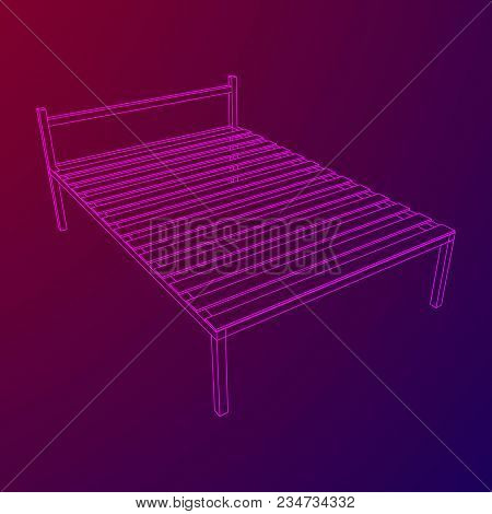 Base Orthopedic Bed Wireframe Low Poly Mesh Vector Illustration.