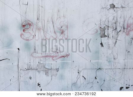 The Old Gray Wall Decorated With Graffiti