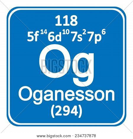 Periodic Table Element Oganesson Icon On White Background. Vector Illustration.