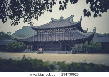 Tourist Walking In Chua Bai Dinh Temple In Ninh Binh Province North Vietnam