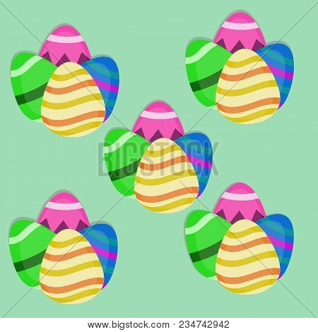 Easter Eggs Seamless Pattern Vector. Easter Eggs On Light Orange Background.